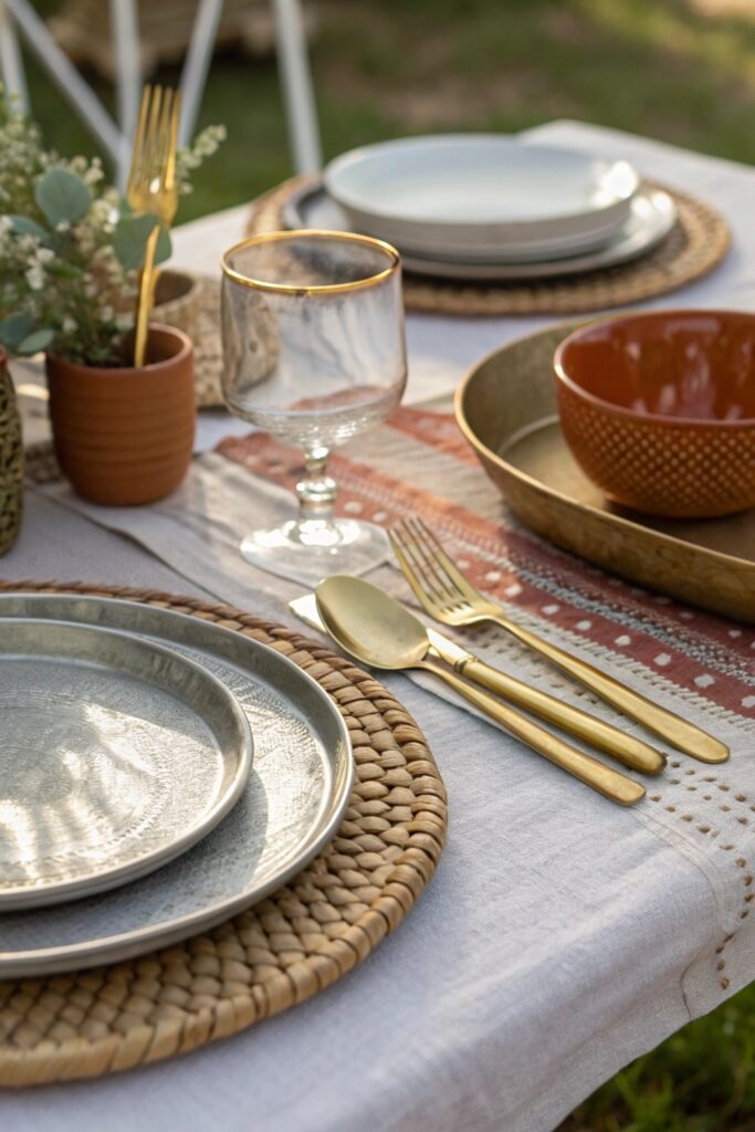 mixed metals depth summer tablescape