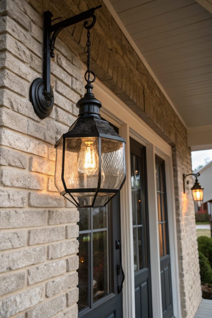 statement light fixture long porch