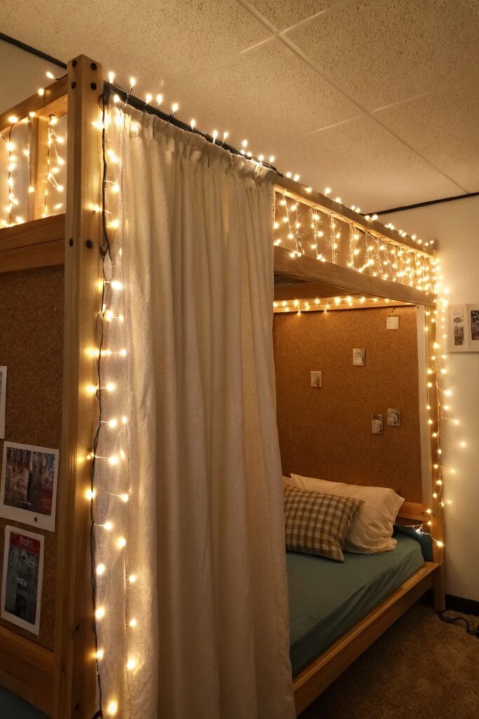 string lights dorm room intentional placement
