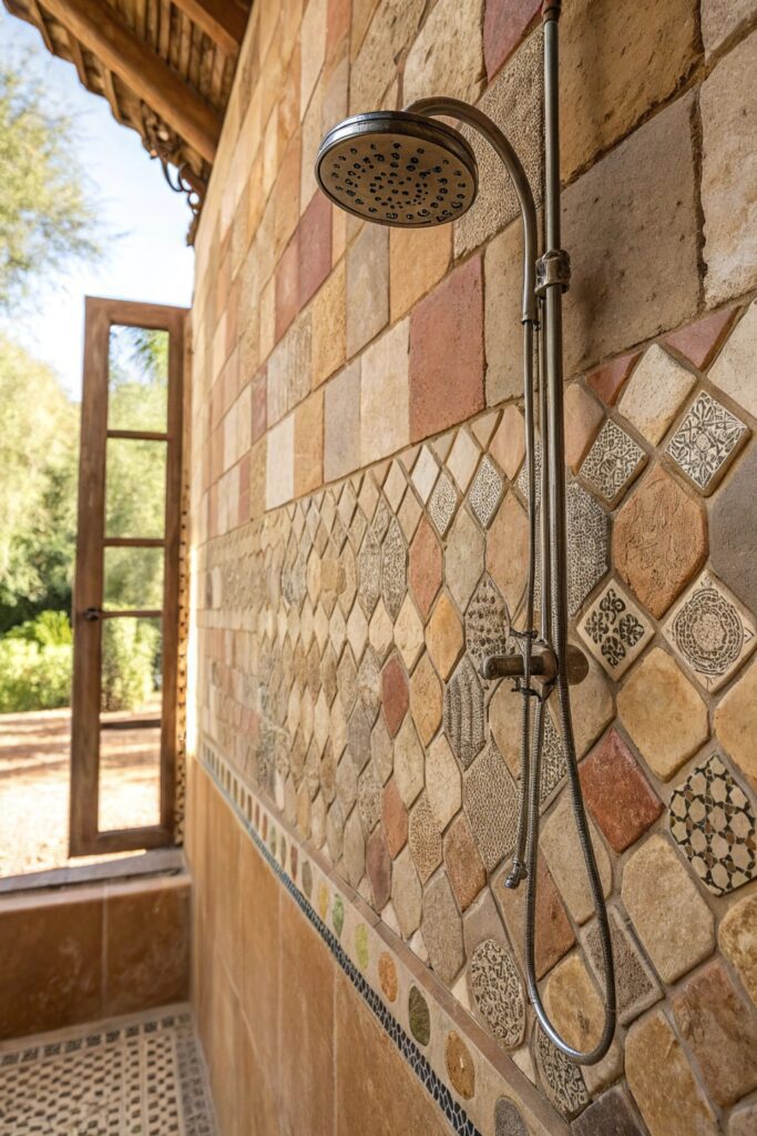 12 Shower Tile Combinations That Make Any Bathroom Look High-End zellige tile organic handmade texture shower