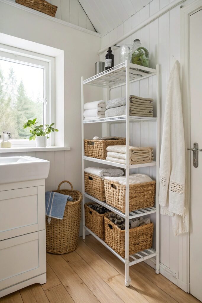 12 IKEA Bathroom Hacks to Maximize Storage on a Budget boaxel shelving unused corners ikea bathroom