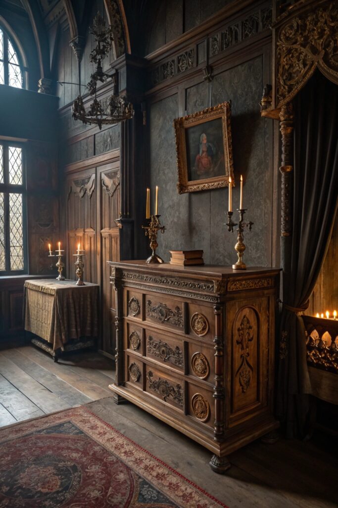 12 Whimsy Goth Bedroom Ideas for a Dark Yet Cozy Aesthetic antique vintage furniture whimsy goth bedroom