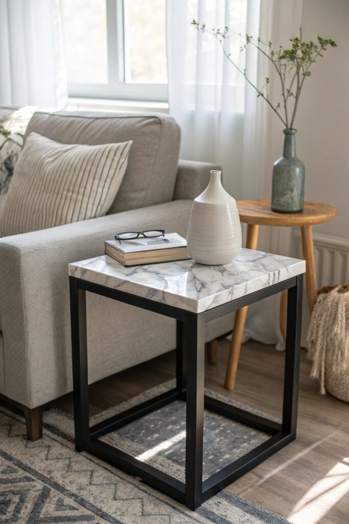 lack table faux marble ikea hack