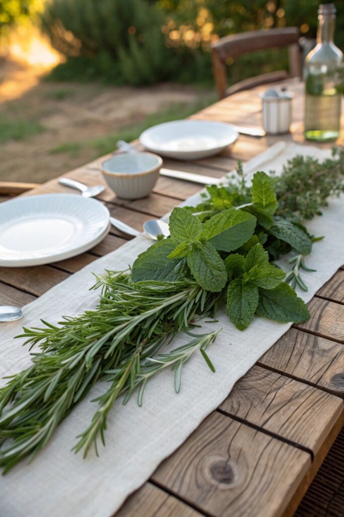fresh herb garnish table centerpiece summer