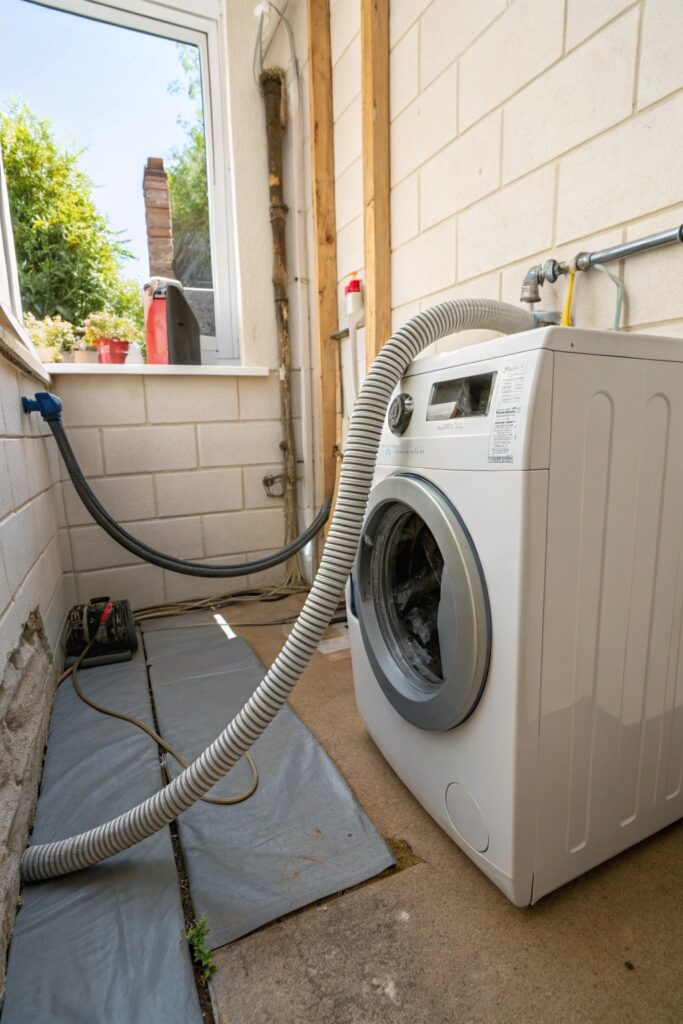 12 Reasons Your Washing Machine Stopped Full of Water kinked drain hose wall washing machine