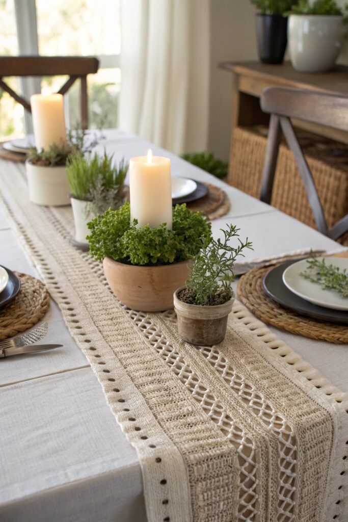 15 Dining Table Centerpiece Ideas That Make Every Meal Feel Special runner layered textures dining table centerpiece
