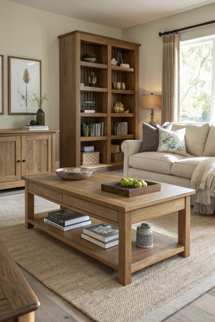 mix wood tones natural warmth living room