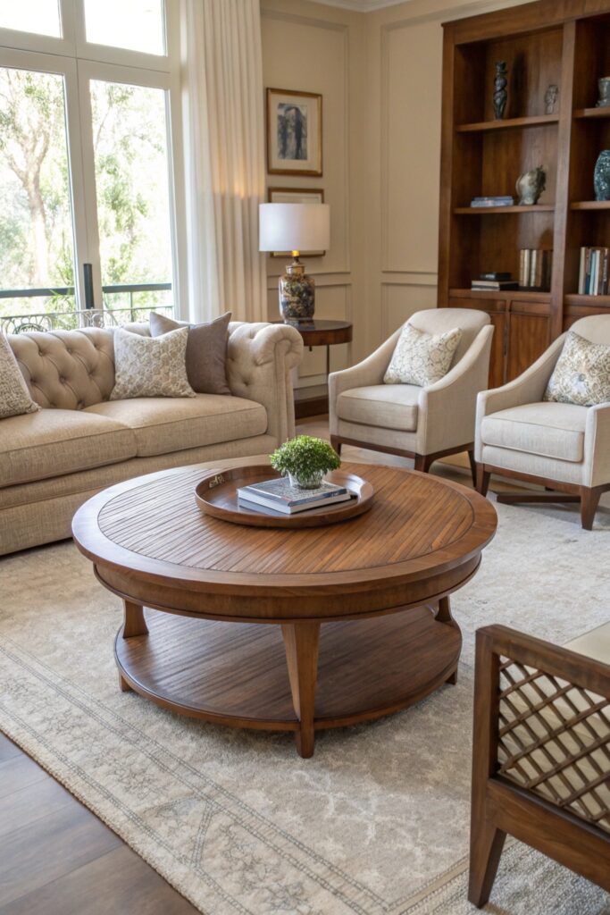 15 Coffee Table Ideas That Instantly Elevate Your Living Room round coffee table better flow