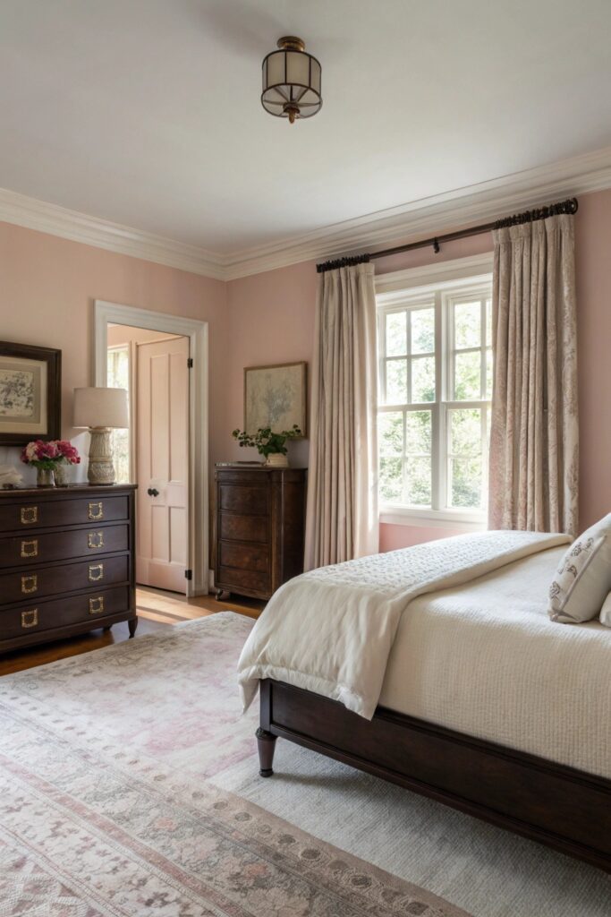 grown up blush pink bedroom color