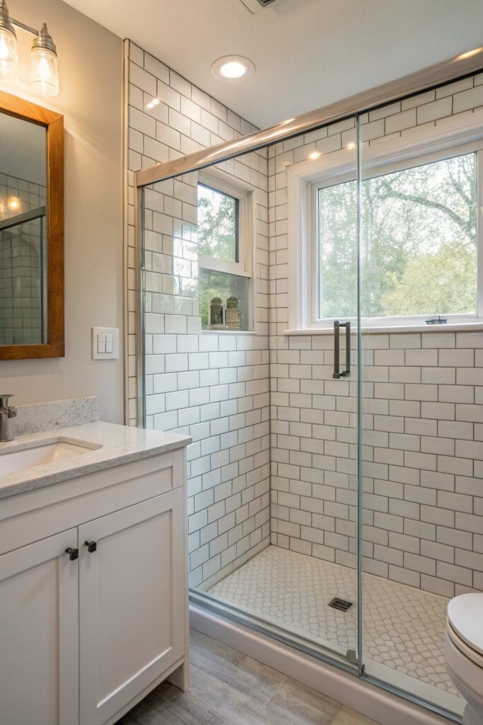 14 Small Bathroom Ideas That Make Tiny Spaces Feel Bigger glass shower enclosure small bathroom