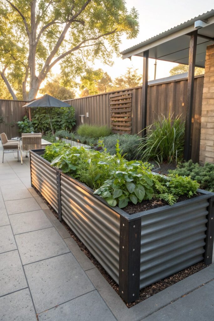 corrugated metal panel raised garden bed