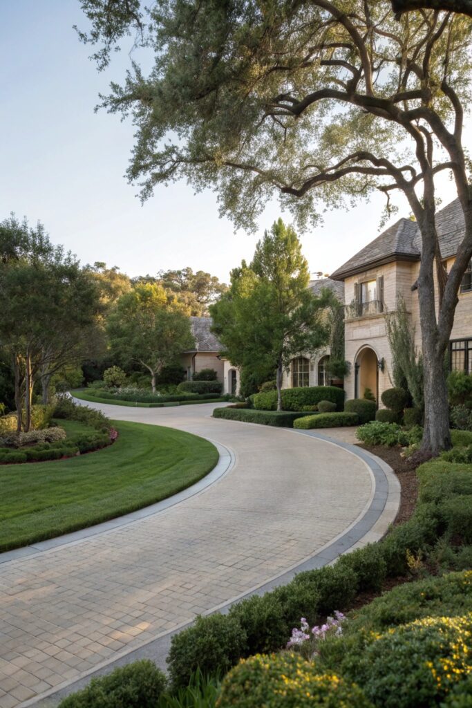 curved driveway design landscaping