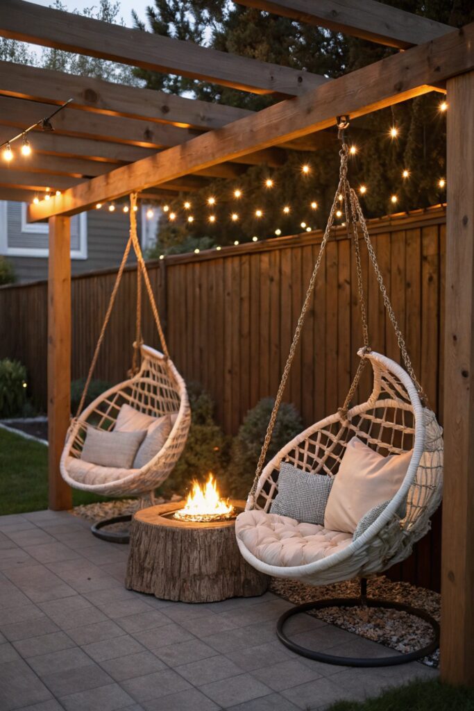 hammock chairs relaxed fire pit seating