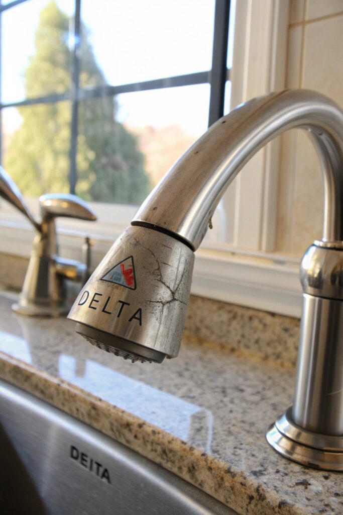 10 Fixes for a Delta Kitchen Faucet Spray Button That Is Stuck inspect spray head cracks warping delta faucet