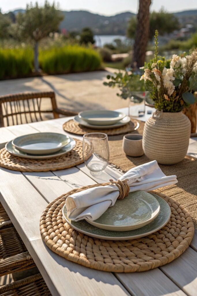 layered textures table setting summer