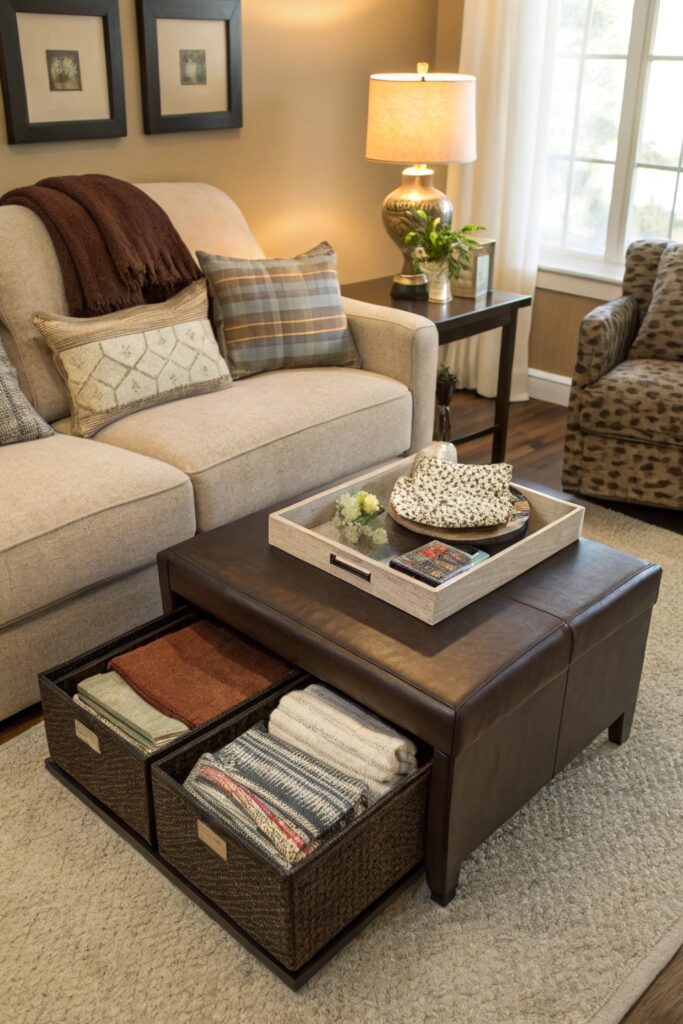 15 Small Living Room Hacks That Make Your Space Feel Twice as Big multi functional furniture small living room