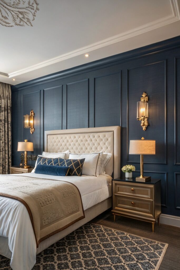 muted navy blue bedroom color