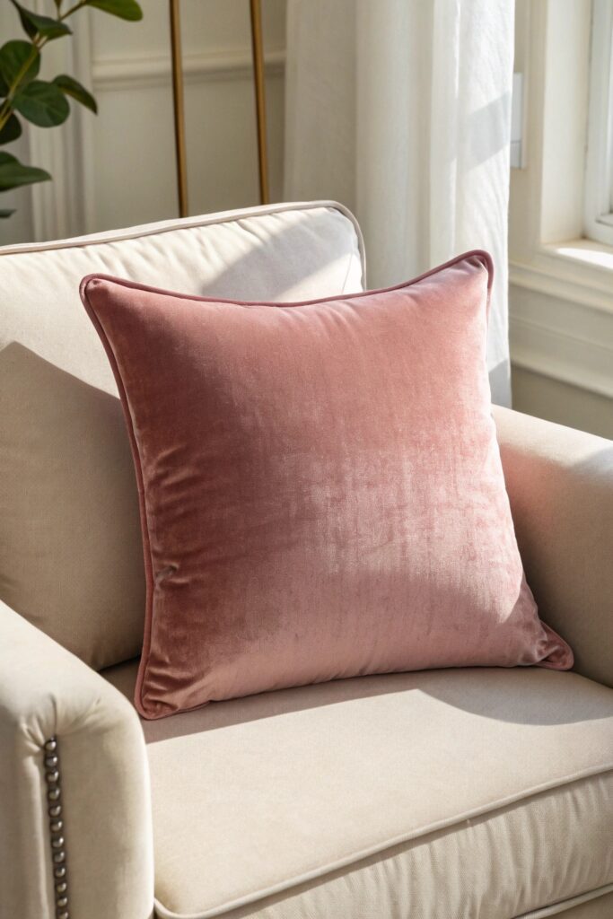 12 Pink Dorm Room Ideas That Are Cute and Stylish pink velvet throw pillow dorm room texture