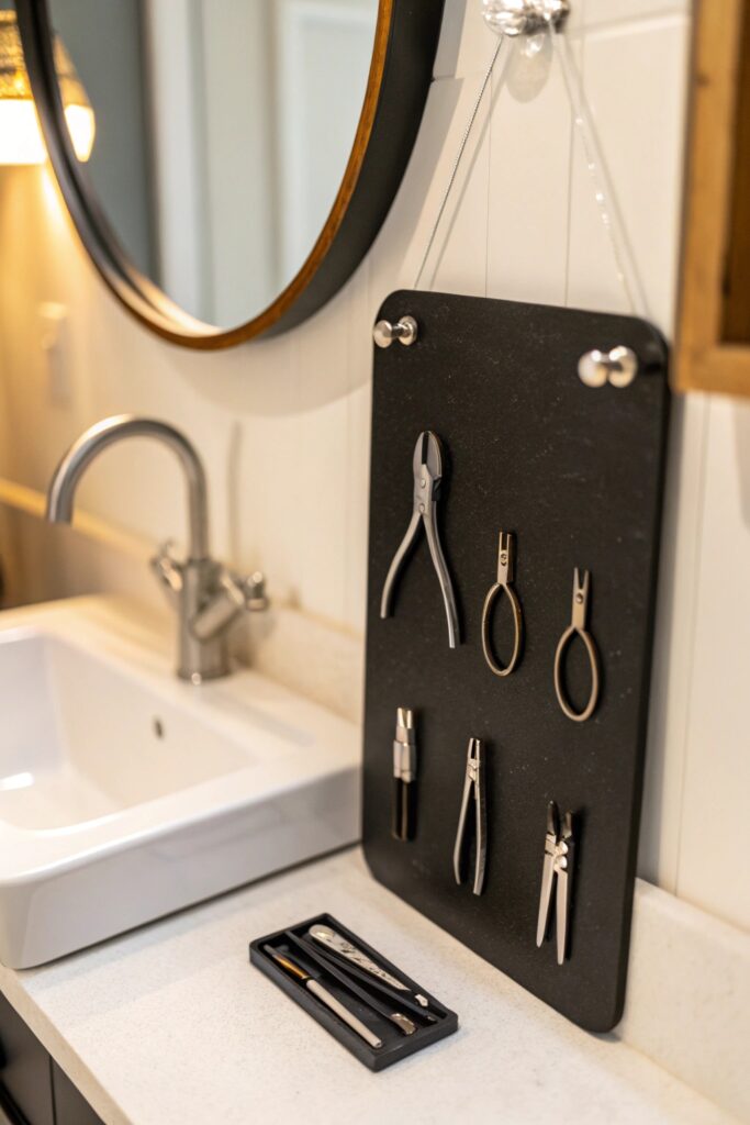 12 IKEA Bathroom Hacks to Maximize Storage on a Budget magnetic rack small metal items ikea bathroom