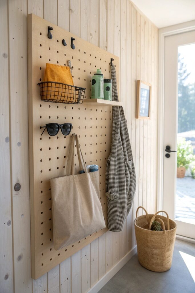 pegboard flexible organization diy mudroom