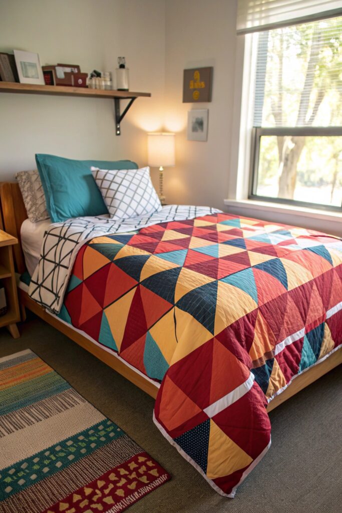10 Best Dorm Bedding Sets: Duvet vs Comforter Explained bold patterned comforter dorm bedding statement