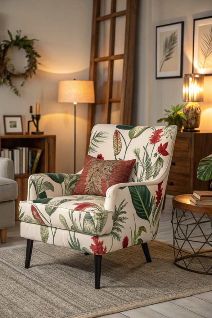 12 Accent Chair Ideas That Instantly Upgrade a Small Living Room bold statement print chair small living room