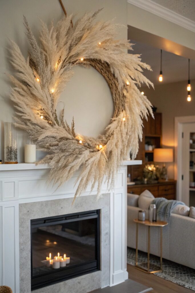15 Pampas Grass Decor Ideas to Create a Cozy Modern Home statement wall piece pampas wreath
