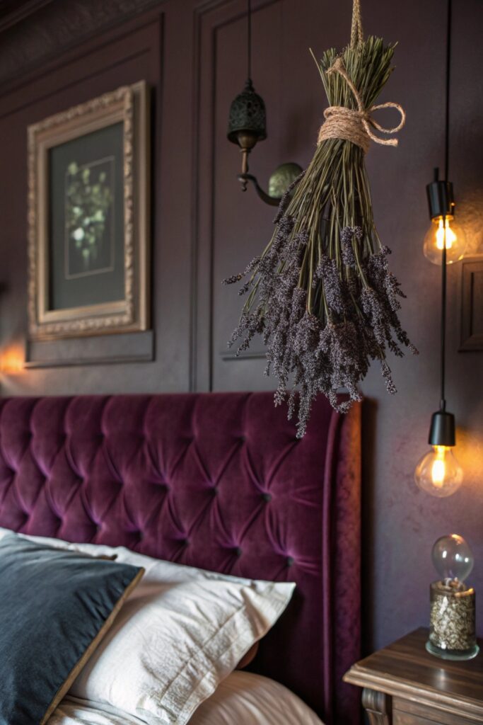 12 Whimsy Goth Bedroom Ideas for a Dark Yet Cozy Aesthetic botanical elements dried flowers whimsy goth bedroom