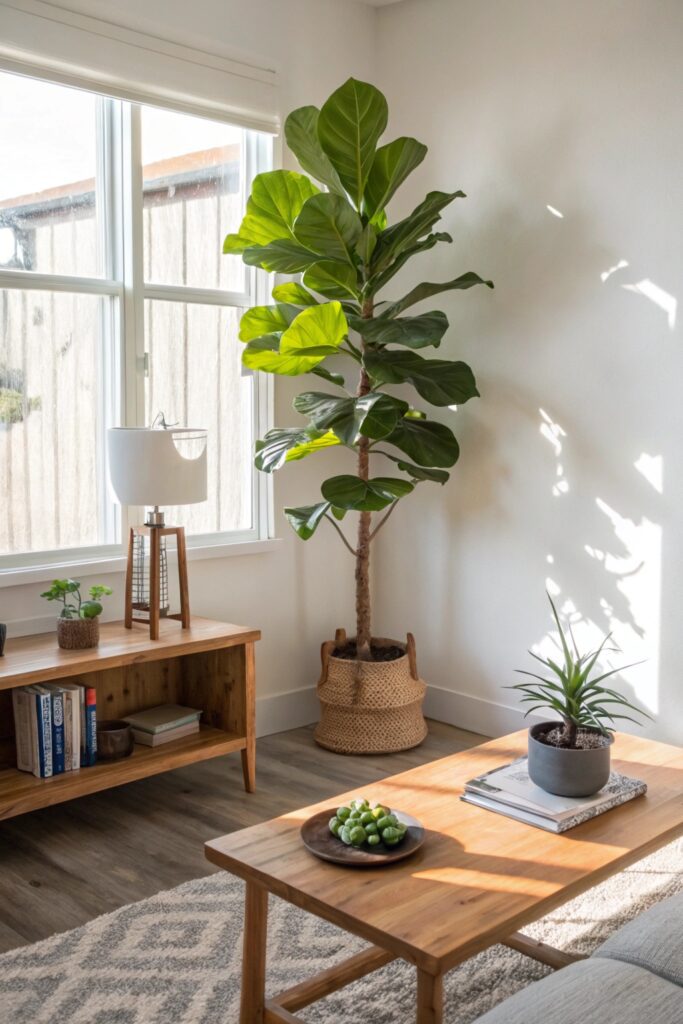 add greenery fake plants small living room