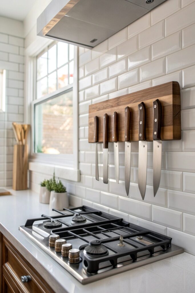 15 Kitchen Organization Hacks That Save Time and Space magnetic knife strips kitchen organization