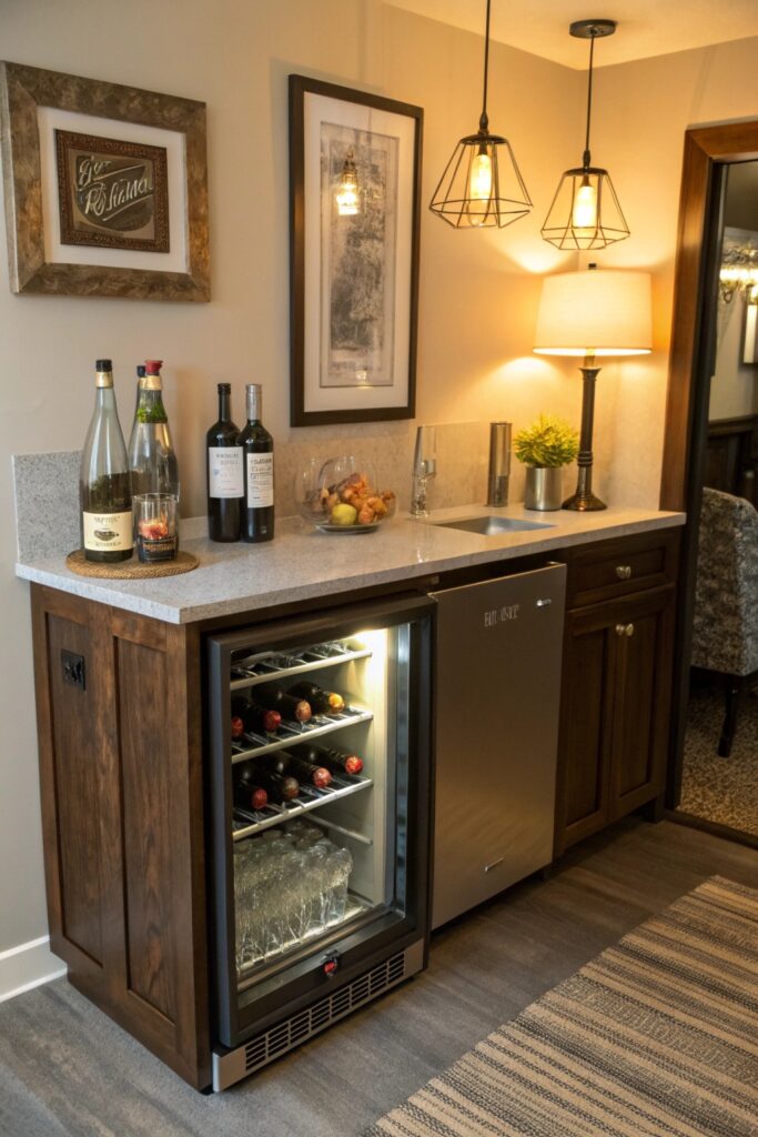 10 Home Lounge Room Bar Ideas Perfect for Entertaining Guests mini fridge wine cooler home bar
