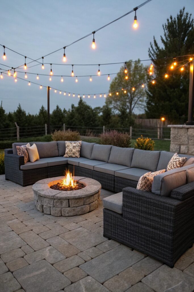 modular sectional seating fire pit patio