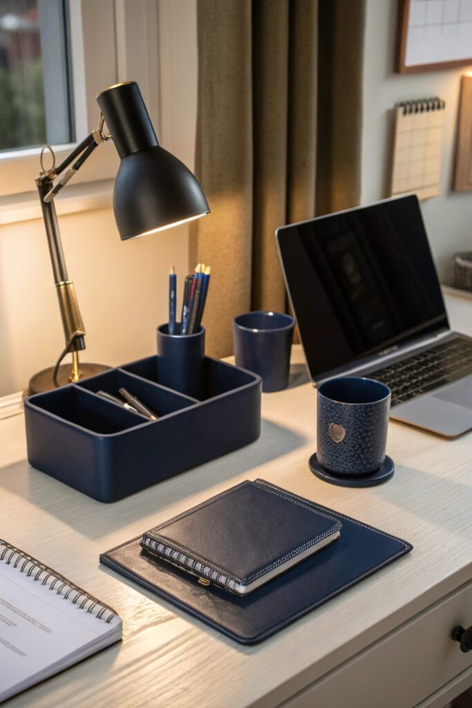 navy desk accessories dorm room organization