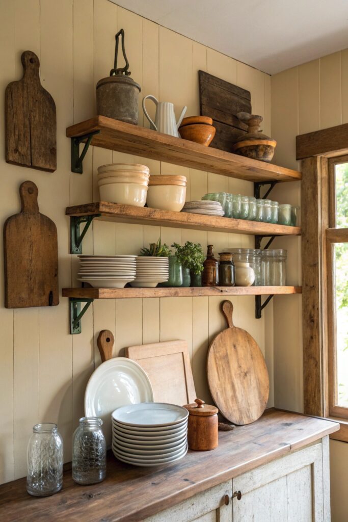 10 Moody Farmhouse Kitchen Ideas Full of Warmth and Character open shelving character moody farmhouse kitchen