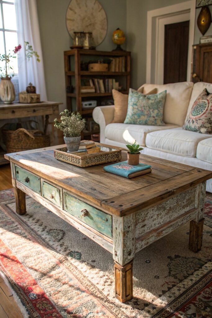 15 Coffee Table Ideas That Instantly Elevate Your Living Room vintage thrifted coffee table