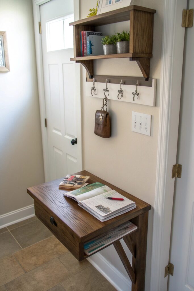 fold down table mail keys diy mudroom
