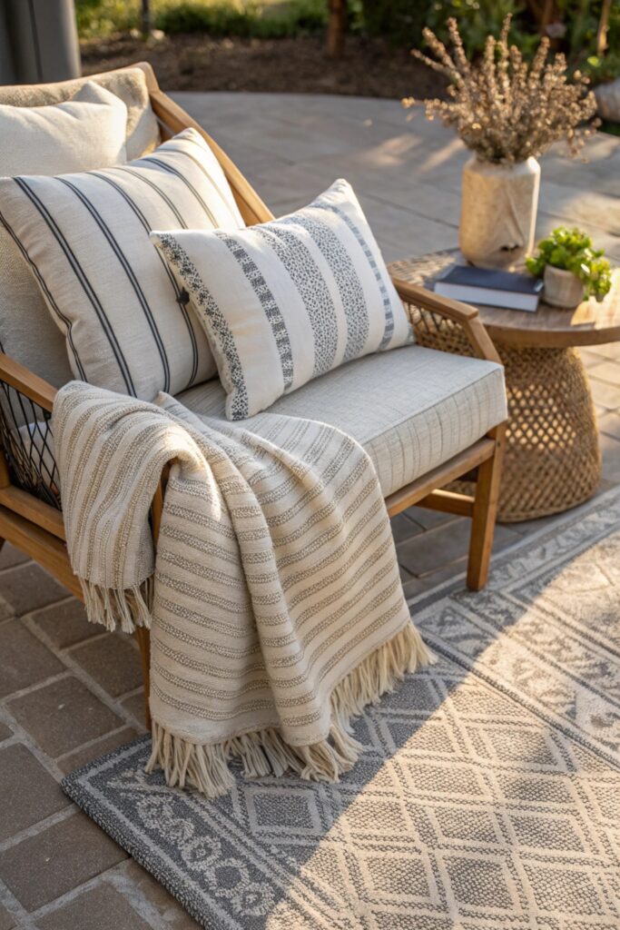 10 Small Patio Makeover Ideas on a Budget That Look Expensive layered textiles cozy small patio budget