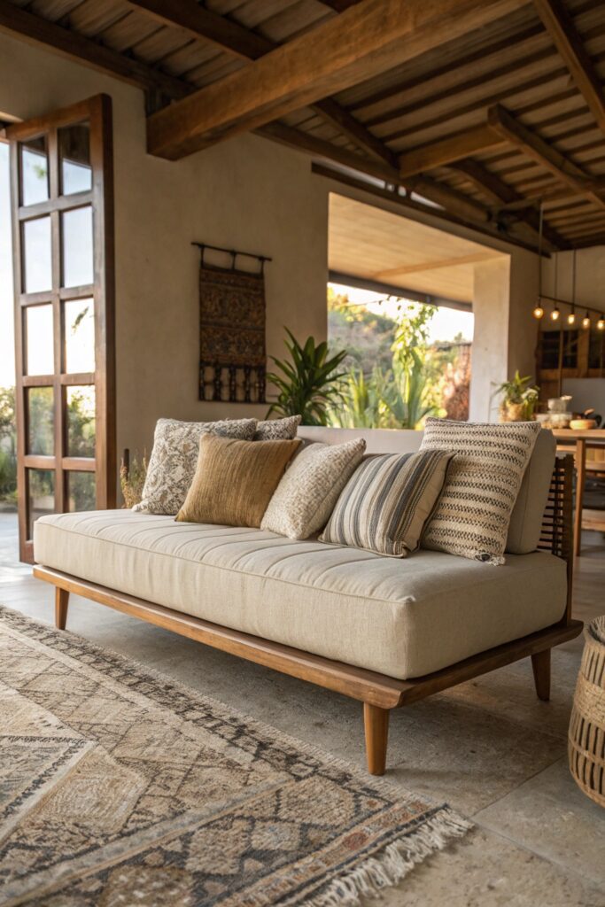 15 Modern Bohemian Living Room Ideas You'll Fall in Love With low profile platform sofa boho living room