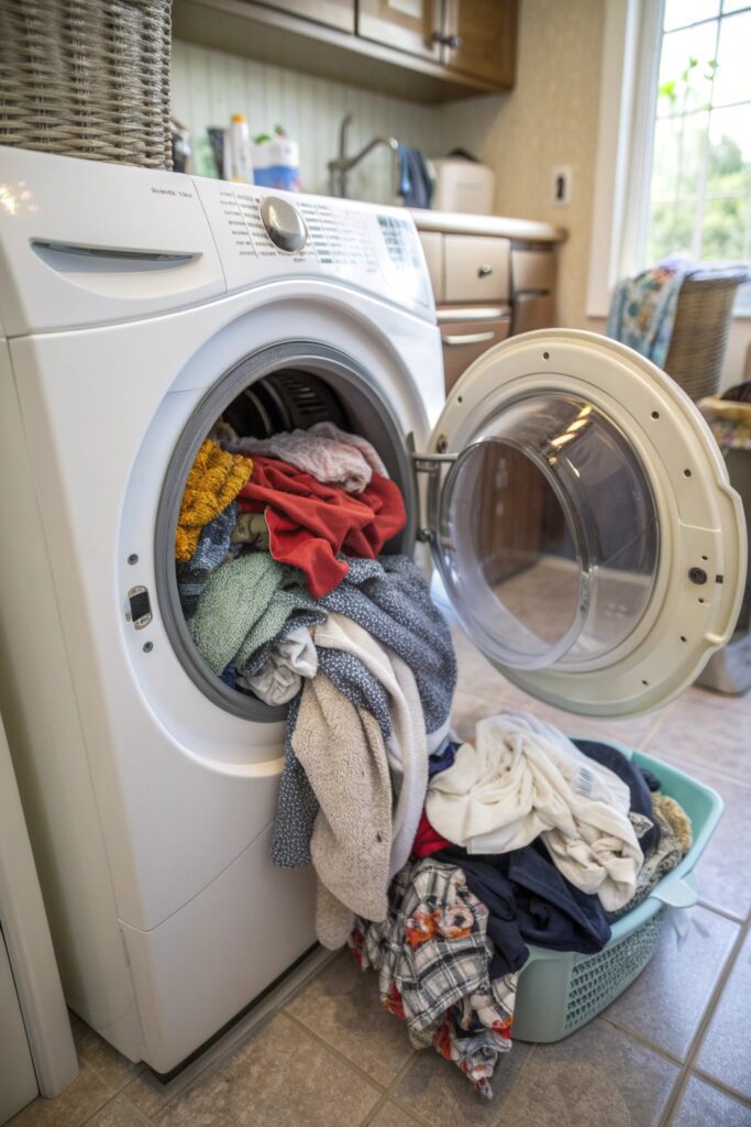 12 Reasons Your Washing Machine Stopped Full of Water overloaded washing machine too full
