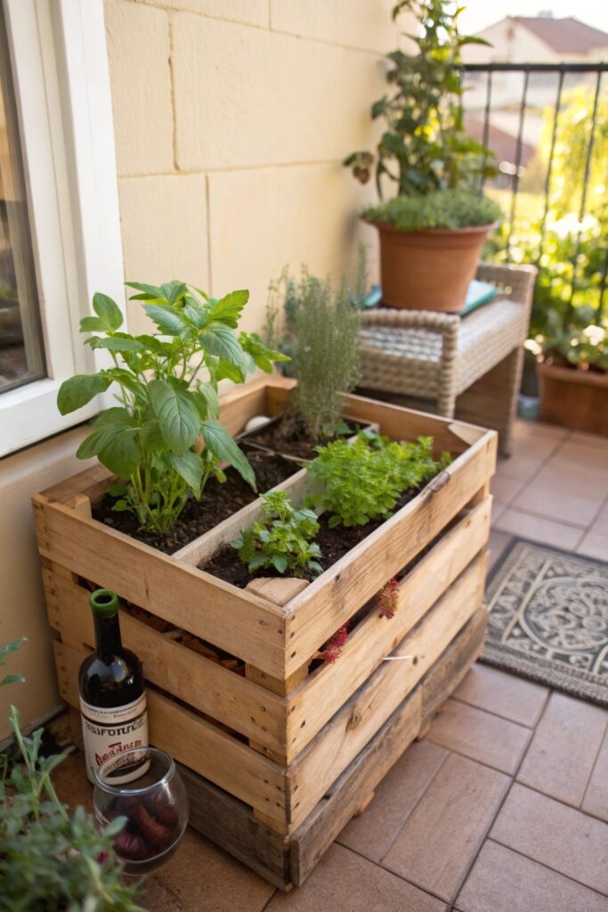 repurposed wine crate raised garden bed diy