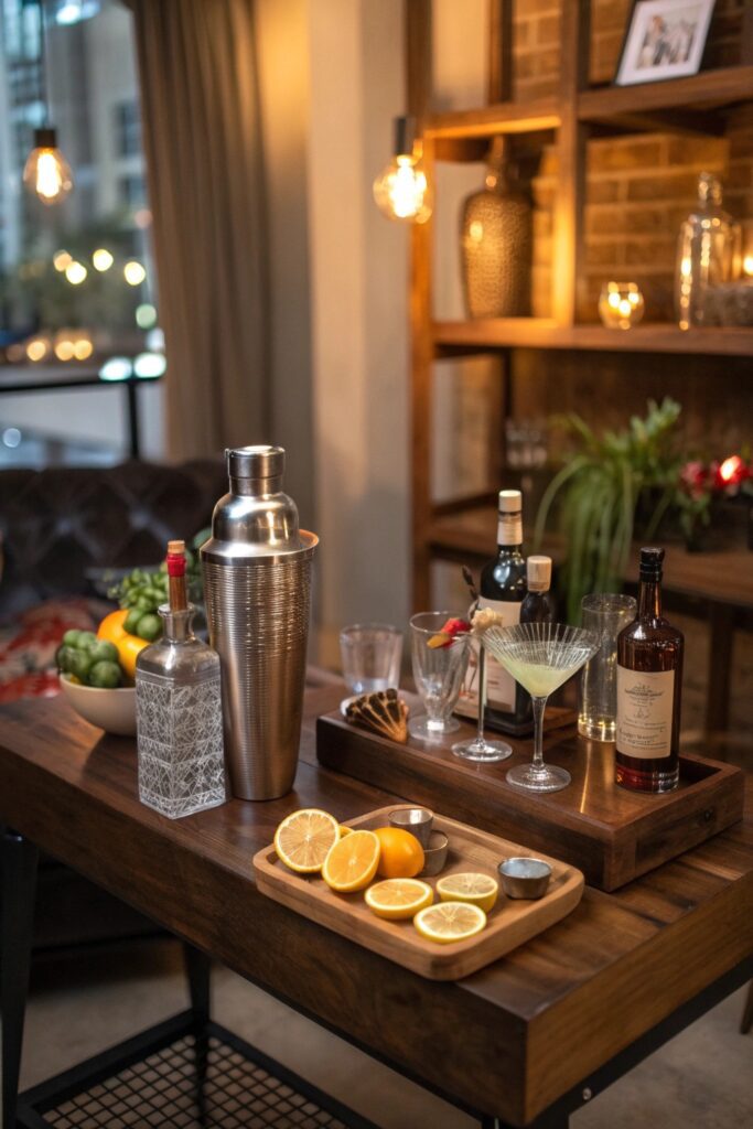 10 Home Lounge Room Bar Ideas Perfect for Entertaining Guests signature cocktail station home bar