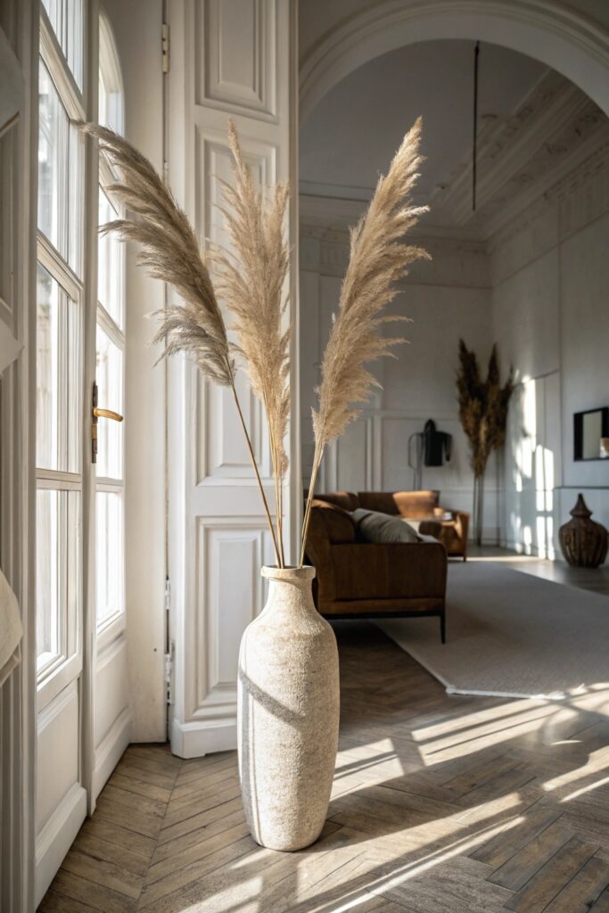 15 Pampas Grass Decor Ideas to Create a Cozy Modern Home oversized stems standalone statement piece pampas grass