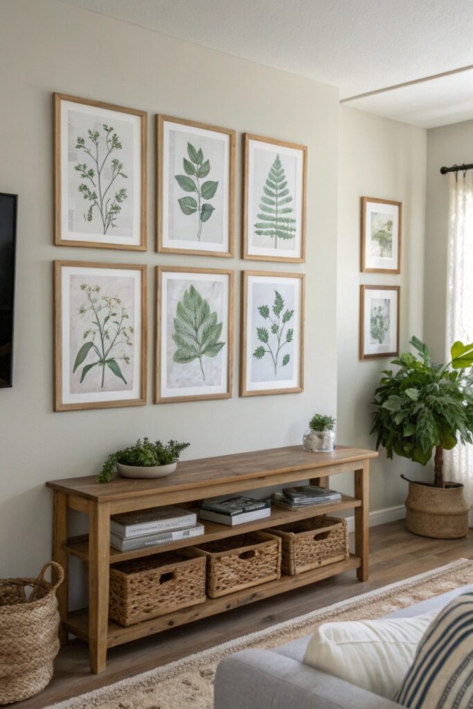 12 Modern Easter Decor Ideas for a Chic Spring Home botanical print artwork spring easter decor