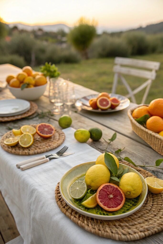 citrus natural decor summer tablescape