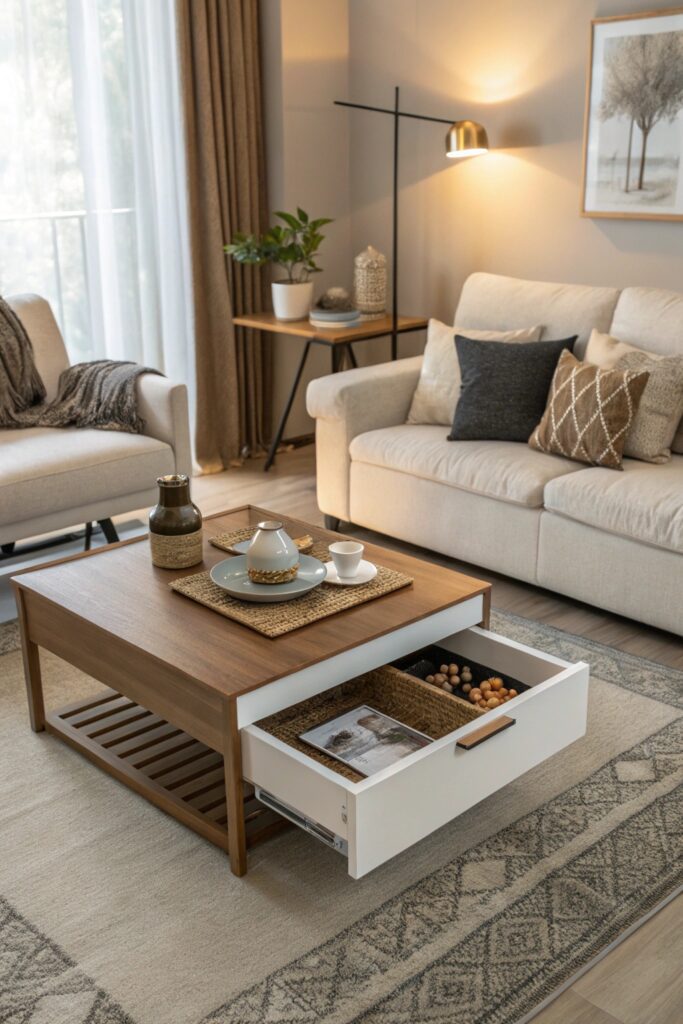 hidden storage minimalist coffee table