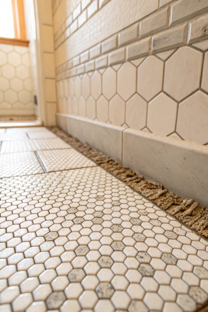 12 Shower Tile Combinations That Make Any Bathroom Look High-End mosaic tile shower floor texture
