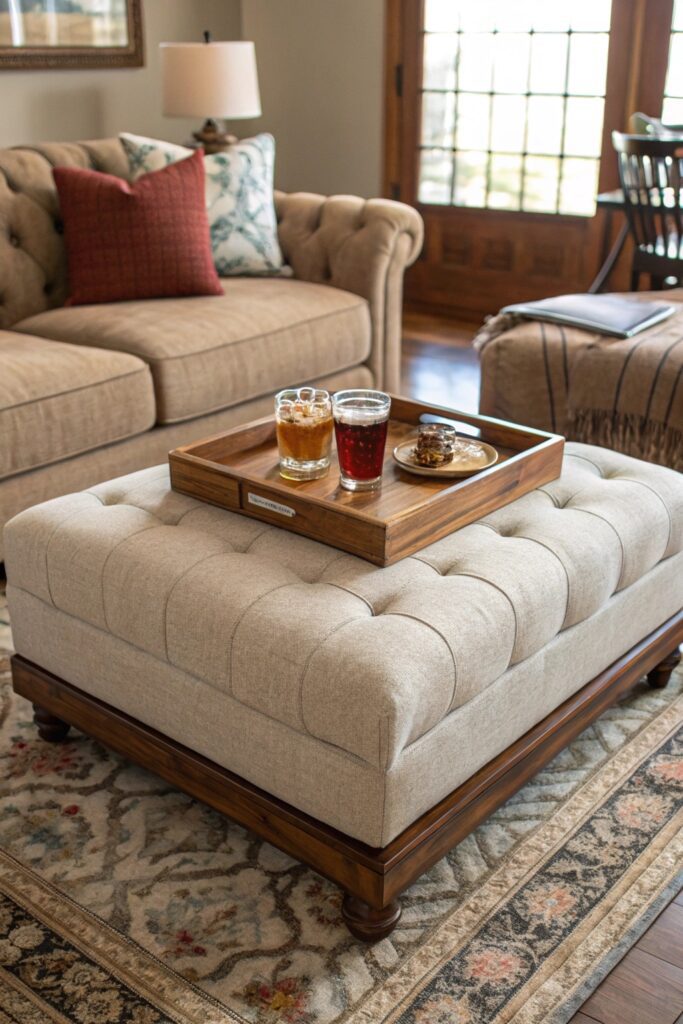 15 Coffee Table Ideas That Instantly Elevate Your Living Room oversized ottoman coffee table instead