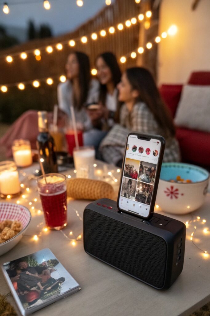 "Shared collaborative playlist on phone for Galentine's Day party music"