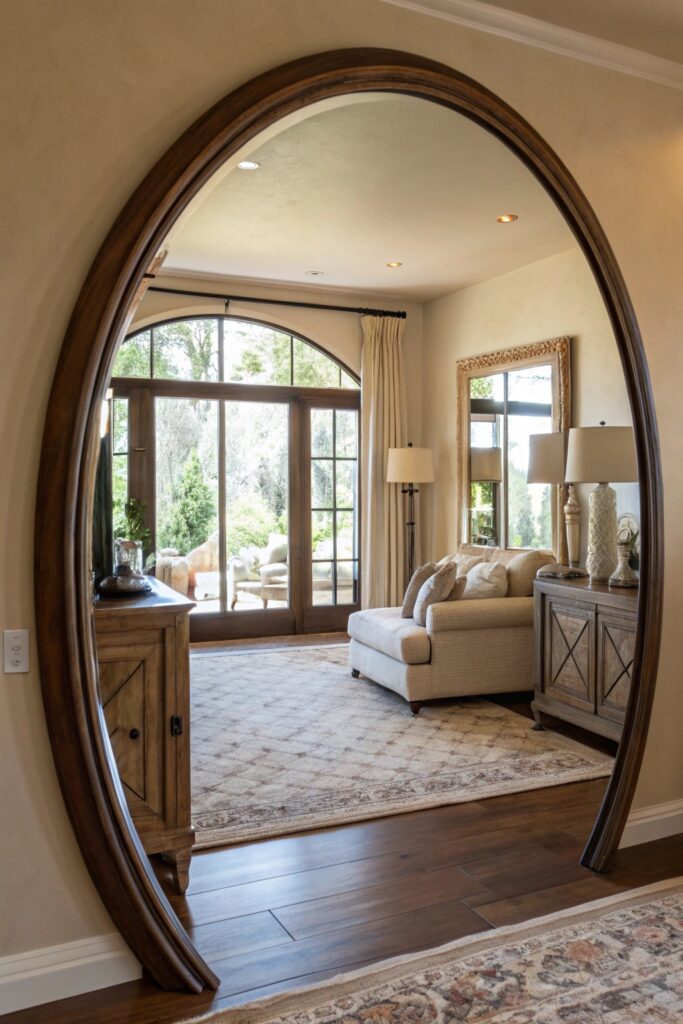 mirrors highlight architectural features living room