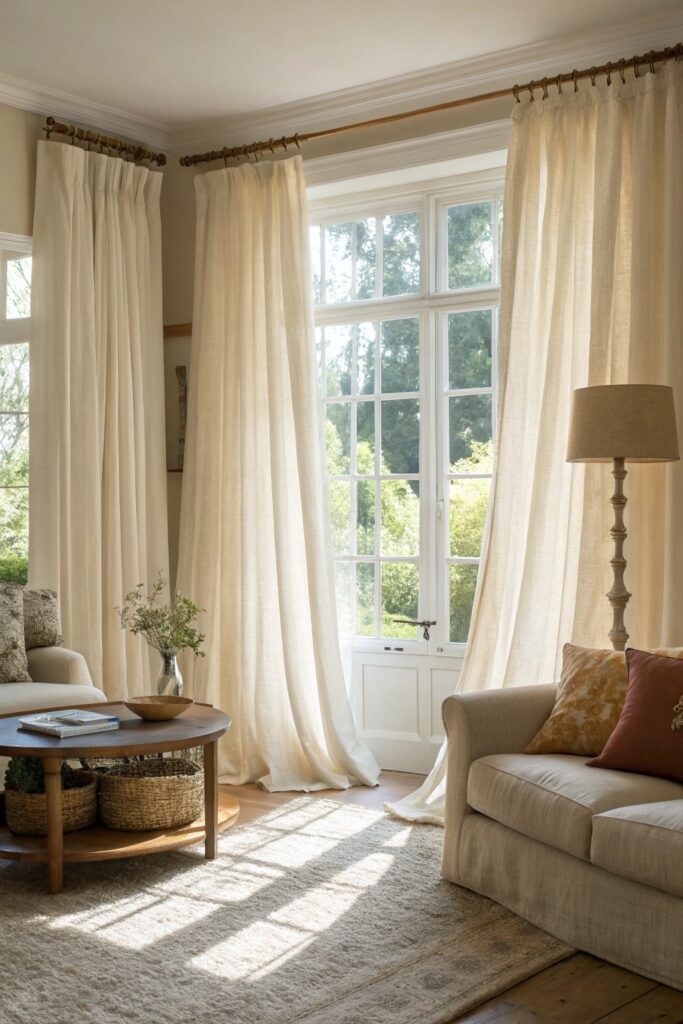 14 Cozy Home Decor Living Room Ideas for a Warm and Inviting Space curtains frame windows properly cozy living room